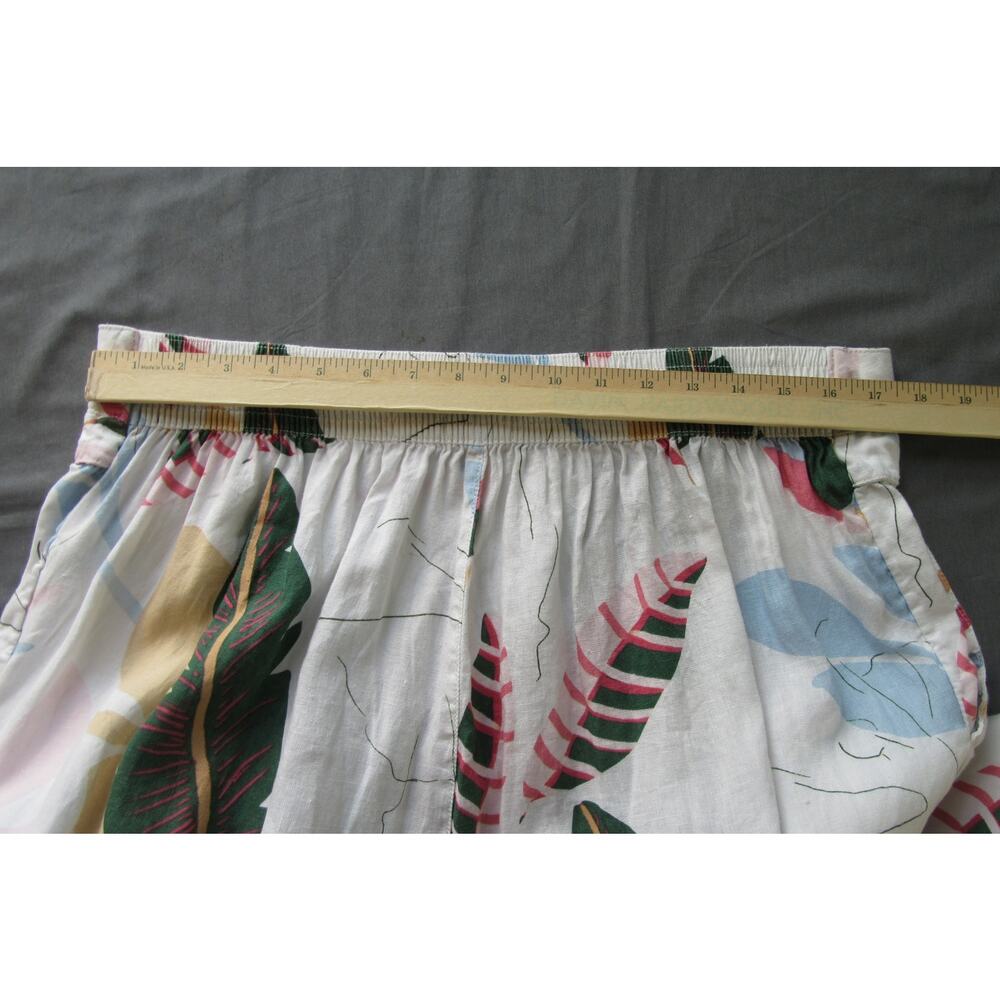 Cynthia Rowley 100% Linen Wide Leg Pull-On Crop Pants XL White Floral Beach Boho - Picture 10 of 11